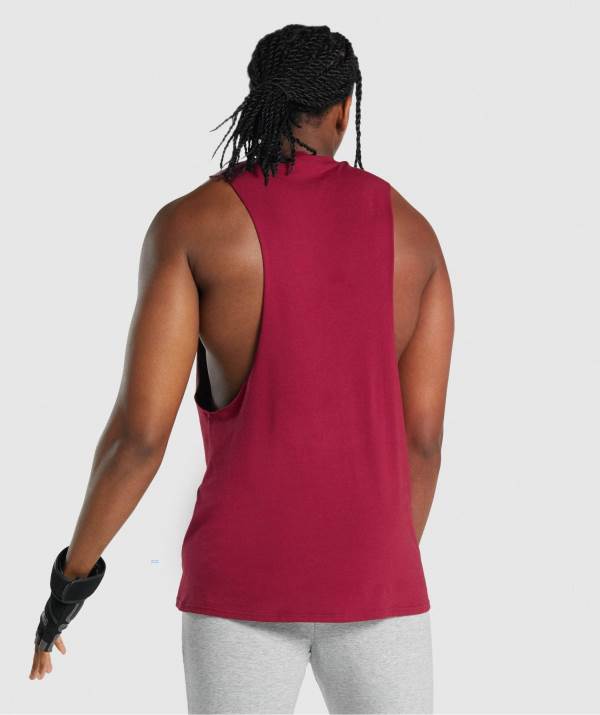 Panske Tielko Gymshark Critical 2.0 Drop Arm Bordove | AF9184357